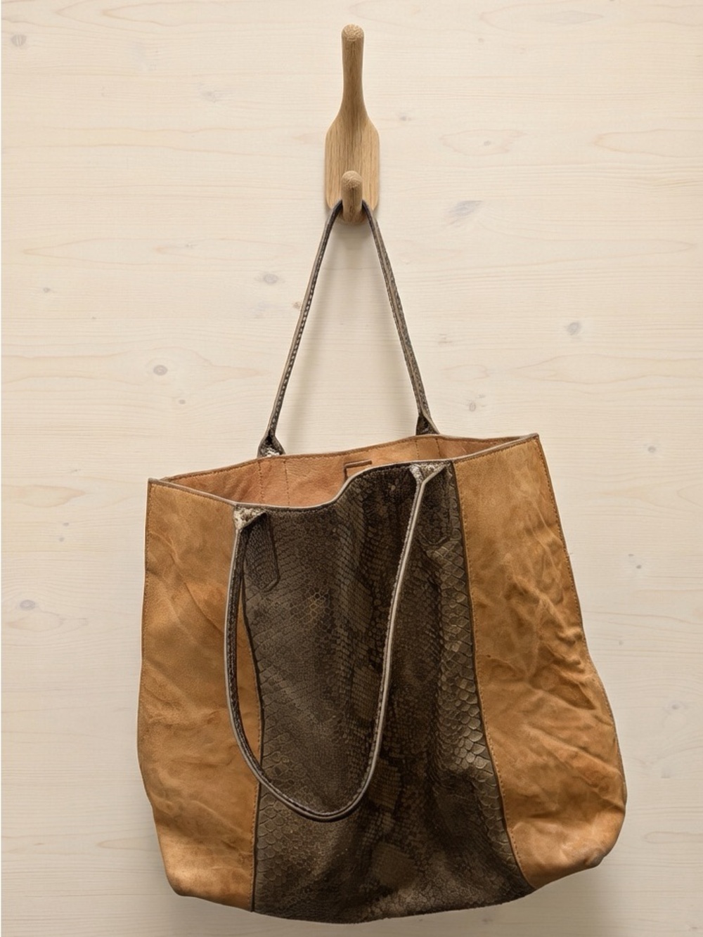 B-May | leather and croc embossed hobo bag - honey brown